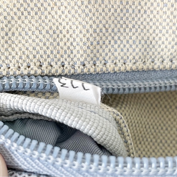 Prada natural canvas blue leather trim snap button tote bag - Picture 10 of 11